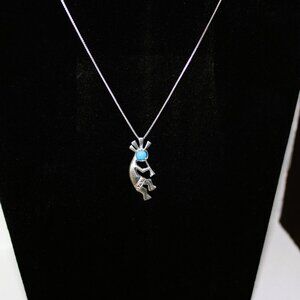 Sterling Silver 925 Kokopelli Blue Necklace - Jim Calladitto Pendant